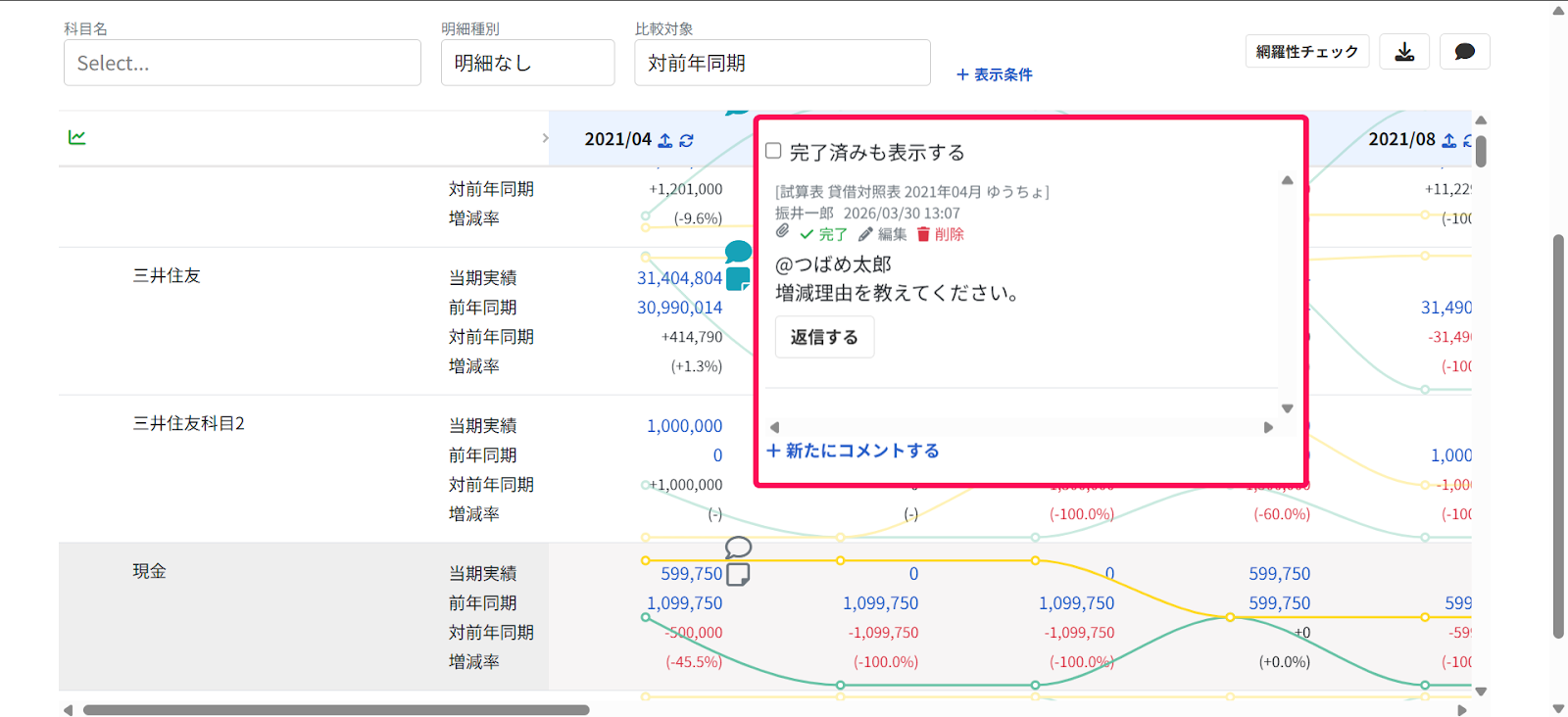 コメント欄を指し示しているスクリーンショット