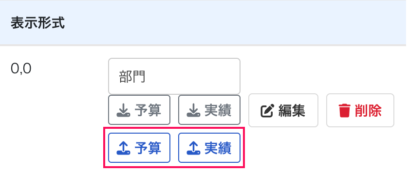 フォーマットインポートボタンを指し示しているスクリーンショット