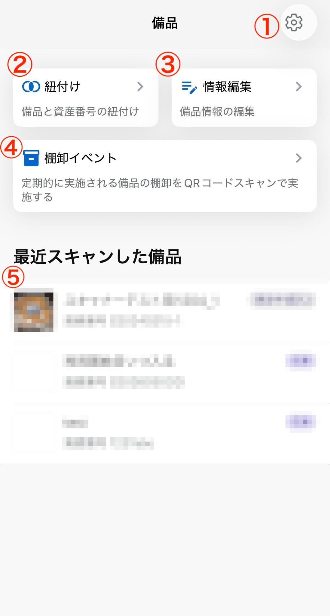 ホーム画面の構成を指し示しているスクリーンショット