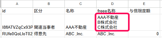 複数の取引先を指し示すスクリーンショット