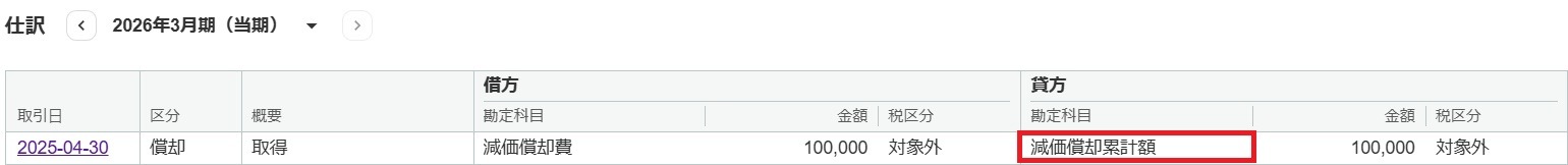 仕訳画面で勘定科目を指し示しているスクリーンショット