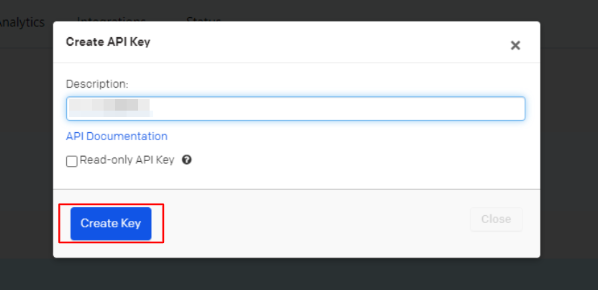 ［Create Key］を指し示しているスクリーンショット