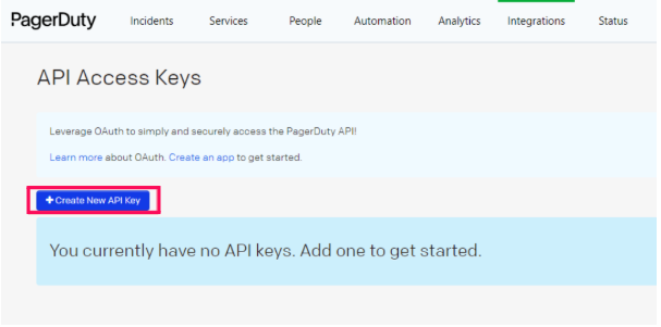 ［Create New API Key］を指し示しているスクリーンショット