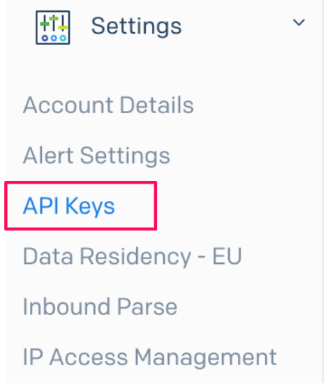 ［API Keys］を指し示すスクリーンショット