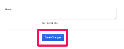 ［Save Changes］ボタンを指し示しているスクリーンショット