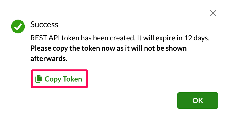 ［Copy Token］を指し示しているスクリーンショット