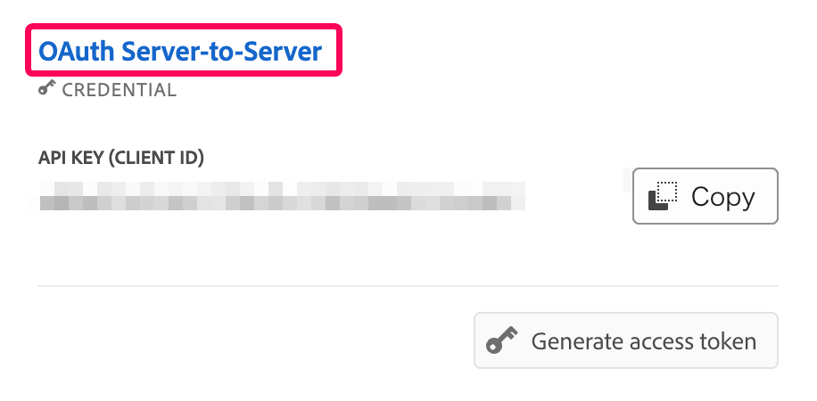 ［OAuth Server-to-Server］ボタンを指し示すスクリーンショット