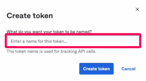 Create token画面の［Create token］ボタンを指し示しているスクリーンショット