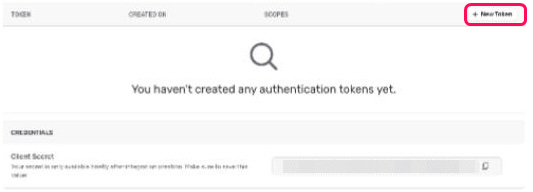 ［＋New Token］ボタンを指し示すスクリーンショット