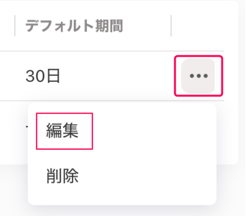 ［・・・（三点リーダー）］とそのプルダウンの中の［編集］を指し示すスクリーンショット