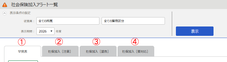 「社会保険加入アラート」画面のスクリーンショット