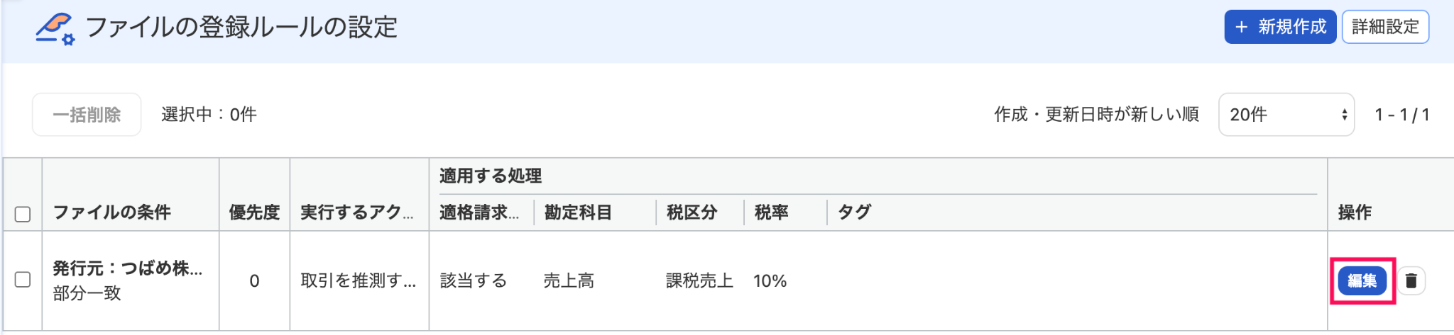 編集ボタンを指し示しているスクリーンショット