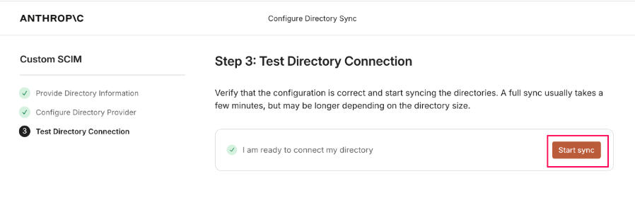 ［Start sync］を指し示しているスクリーンショット