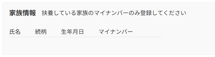 家族情報が表示されていない画面のスクリーンショット