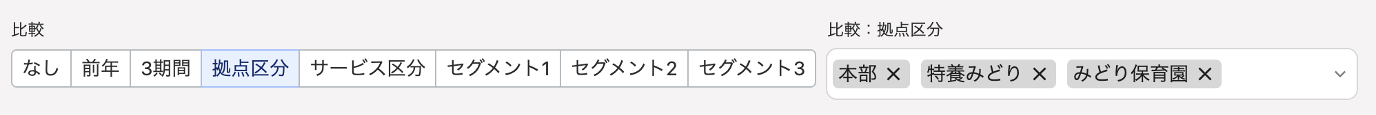 比較セクション内で選択したスクリーンショット