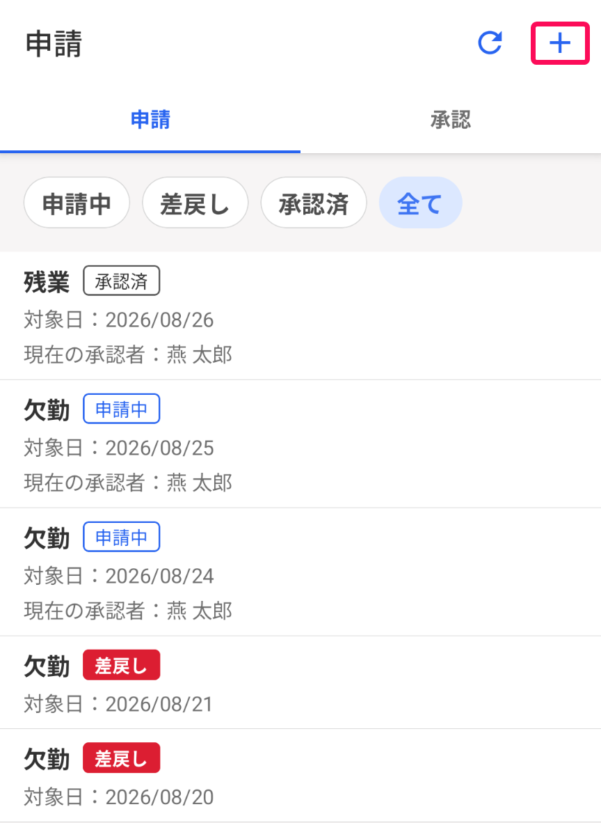 ＋作成ボタンを指し示すスクリーンショット