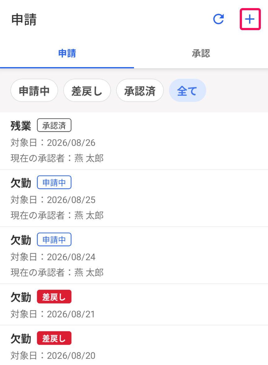 ＋作成ボタンを指し示すスクリーンショット