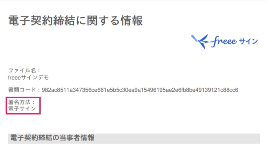 文書の署名方法を確認するスクリーンショット