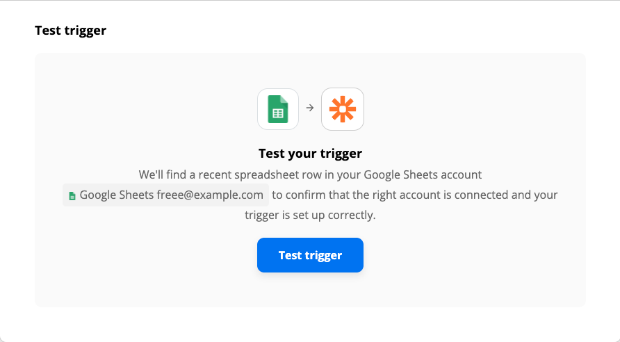 ［Test trigger］ボタンをクリックして、トリガーの設定状況を確認する画面のスクリーンショット